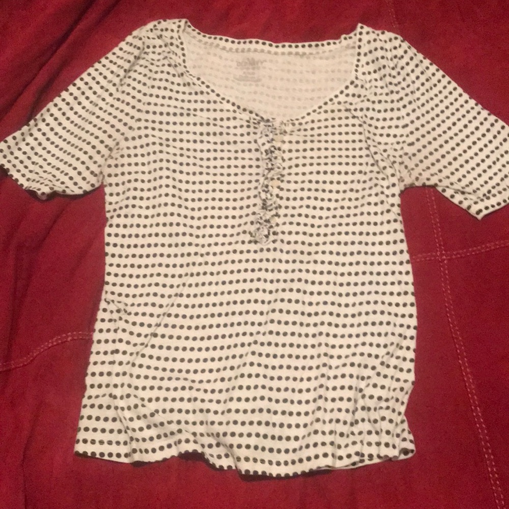 Old Navy Polka Dot Henley With Ruffle Details